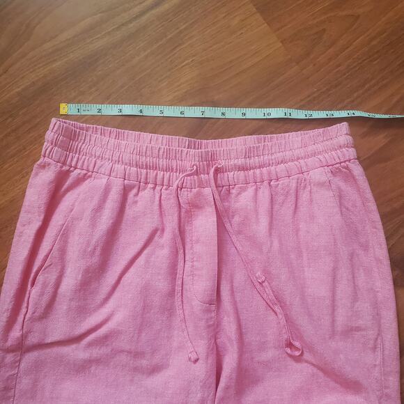 J.Crew Factory Linen-Cotton Drawstring Pant Pink Linen Cotton Blend Women's 8 - Picture 13 of 15